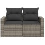 Garden sofa with cushions 2 seater gray synthetic rattan by , Outdoor sofas - Ref: Foro24-366140, Price: 240,03 €, Discount: %