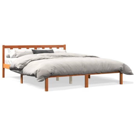 Estructura de cama madera maciza pino marrón cera 160x200 cm de , Camas y somieres - Ref: Foro24-844811, Precio: 96,90 €, Des...