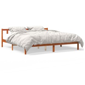 Estructura de cama madera maciza pino marrón cera 120x200 cm de , Camas y somieres - Ref: Foro24-844813, Precio: 107,99 €, De...