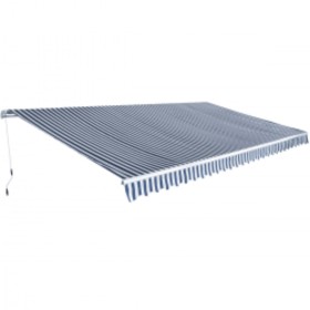 Folding manual operation awning, 600 cm blue and white. by vidaXL, Awnings - Ref: Foro24-276352, Price: 513,61 €, Discount: %