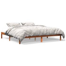 Solid wax brown pine wood bed frame 180x200 cm by , Beds and slatted bases - Ref: Foro24-844866, Price: 89,06 €, Discount: %