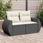 2-Sitzer-Gartensofa mit schwarzen synthetischen Rattankissen von , Outdoor-Sofas - Ref: Foro24-366018, Preis: 186,56 €, Rabat...