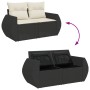 2-seater garden sofa with black synthetic rattan cushions by , Outdoor sofas - Ref: Foro24-366018, Price: 186,56 €, Discount: %