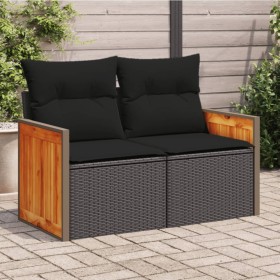 2-seater garden sofa with black synthetic rattan cushions by , Outdoor sofas - Ref: Foro24-365995, Price: 163,80 €, Discount: %