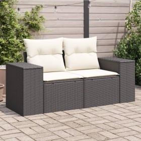 2-Sitzer-Gartensofa mit schwarzen synthetischen Rattankissen von , Outdoor-Sofas - Ref: Foro24-366007, Preis: 184,36 €, Rabat...