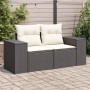 2-Sitzer-Gartensofa mit schwarzen synthetischen Rattankissen von , Outdoor-Sofas - Ref: Foro24-366007, Preis: 184,53 €, Rabat...