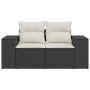 2-seater garden sofa with black synthetic rattan cushions by , Outdoor sofas - Ref: Foro24-366007, Price: 184,36 €, Discount: %