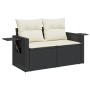 2-seater garden sofa with black synthetic rattan cushions by , Outdoor sofas - Ref: Foro24-366005, Price: 165,10 €, Discount: %