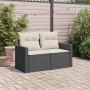 2-seater garden sofa with black synthetic rattan cushions by , Outdoor sofas - Ref: Foro24-366005, Price: 165,10 €, Discount: %