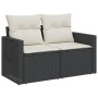 2-seater garden sofa with black synthetic rattan cushions by , Outdoor sofas - Ref: Foro24-366005, Price: 165,10 €, Discount: %