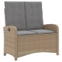 Sillón reclinable de jardín con cojines ratán sintético beige de , Bancos de jardín - Ref: Foro24-368220, Precio: 174,92 €, D...