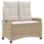 Sillón reclinable de jardín con cojines ratán sintético beige de , Bancos de jardín - Ref: Foro24-368229, Precio: 194,34 €, D...