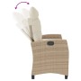 Sillón reclinable de jardín con cojines ratán sintético beige de , Bancos de jardín - Ref: Foro24-368229, Precio: 194,99 €, D...