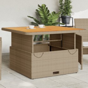 Garden table acacia wood and beige PE rattan 110x110x71 cm by , Garden tables - Ref: Foro24-368274, Price: 218,88 €, Discount: %