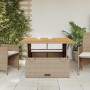 Garden table acacia wood and beige PE rattan 110x110x71 cm by , Garden tables - Ref: Foro24-368274, Price: 218,88 €, Discount: %