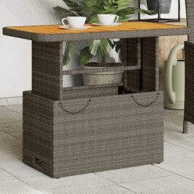 Mesa de jardín ratán sintético y madera acacia gris 90x55x71 cm de , Mesas de jardín - Ref: Foro24-368276, Precio: 127,05 €, ...