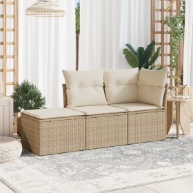 Gartensofa-Set mit beigen Kissen, 3-teilig, PE-Rattan von , Gartensets - Ref: Foro24-3249307, Preis: 218,45 €, Rabatt: %