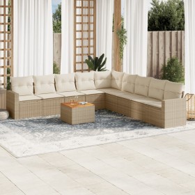 Gartensofa-Set mit beigen Kissen, 10-teilig, synthetisches Rattan von , Gartensets - Ref: Foro24-3224168, Preis: 766,11 €, Ra...