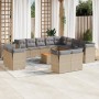 14-teiliges Gartensofa-Set mit beigen synthetischen Rattankissen von , Gartensets - Ref: Foro24-3223959, Preis: 1,00 €, Rabat...