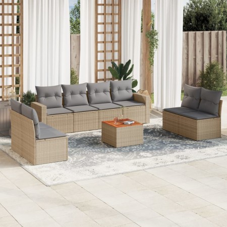 Set de sofás de jardín 9 pzas con cojines ratán sintético beige de , Conjuntos de jardín - Ref: Foro24-3224085, Precio: 562,4...