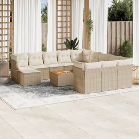 Gartensofa-Set mit Kissen, 13-teilig, beiges synthetisches Rattan von , Gartensets - Ref: Foro24-3223986, Preis: 1,00 €, Raba...