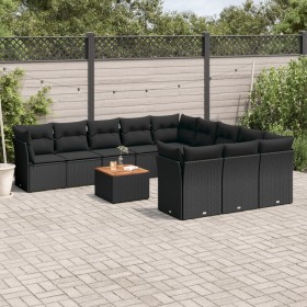 Gartensofa-Set 12-teilig mit schwarzen synthetischen Rattankissen von , Gartensets - Ref: Foro24-3223906, Preis: 710,23 €, Ra...