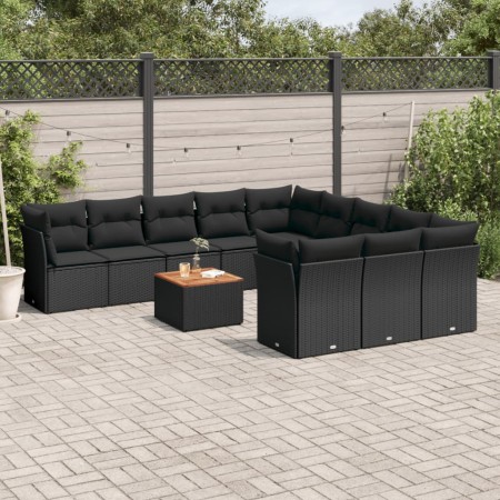 Gartensofa-Set 12-teilig mit schwarzen synthetischen Rattankissen von , Gartensets - Ref: Foro24-3223906, Preis: 700,86 €, Ra...