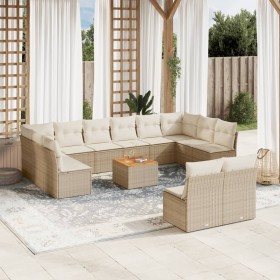 Gartensofa-Set mit Kissen, 13-teilig, beiges synthetisches Rattan von , Gartensets - Ref: Foro24-3223895, Preis: 893,20 €, Ra...