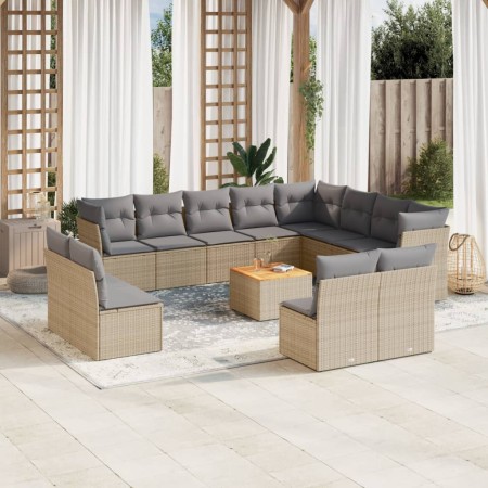 Garden sofa set with cushions 13 pieces beige synthetic rattan by , Garden sets - Ref: Foro24-3223931, Price: 861,10 €, Disco...