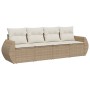 Gartensofa-Set mit Kissen, 4-teilig, beiges synthetisches Rattan von , Gartensets - Ref: Foro24-3253415, Preis: 322,90 €, Rab...