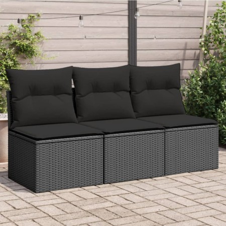 3-seater garden sofa with PE rattan cushions in black by , Outdoor sofas - Ref: Foro24-365988, Price: 158,99 €, Discount: %