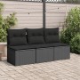 3-Sitzer-Gartensofa mit PE-Rattankissen in Schwarz von , Outdoor-Sofas - Ref: Foro24-365988, Preis: 167,40 €, Rabatt: %