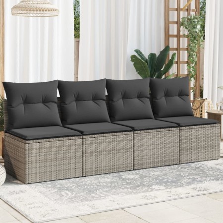 Gartensofa mit Kissen, 4-Sitzer, graues synthetisches Rattan von , Outdoor-Sofas - Ref: Foro24-366116, Preis: 225,99 €, Rabat...