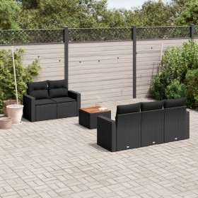 Set aus 6-teiligen Gartensofas und Kissen Kunstrattan schwarz von , Gartensets - Ref: Foro24-3224004, Preis: 384,63 €, Rabatt: %