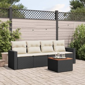 5-teiliges Gartenmöbel-Set und Kissen aus synthetischem Rattan schwarz von , Gartensets - Ref: Foro24-3223998, Preis: 290,00 ...