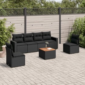 7-teiliges Garten-Esszimmerset und Kissen synthetisches Rattan schwarz von , Gartensets - Ref: Foro24-3224067, Preis: 397,00 ...