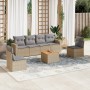 7-teiliges Gartensofa-Set und beigefarbene synthetische Rattankissen von , Gartensets - Ref: Foro24-3224071, Preis: 450,05 €,...