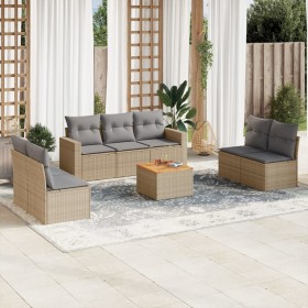 Gartensofa-Set mit beigen Kissen 8 Stück PE-Rattan von , Gartensets - Ref: Foro24-3224078, Preis: 504,23 €, Rabatt: %