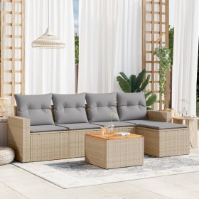 Garden sofa set with 6-piece synthetic rattan beige cushions by , Garden sets - Ref: Foro24-3224099, Price: 377,88 €, Discoun...