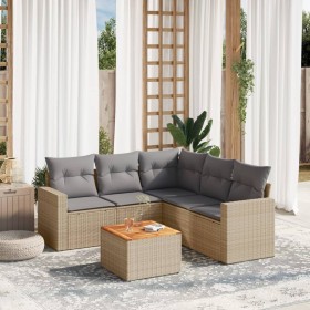 Garden sofa set with 6-piece synthetic rattan beige cushions by , Garden sets - Ref: Foro24-3224120, Price: 399,99 €, Discoun...