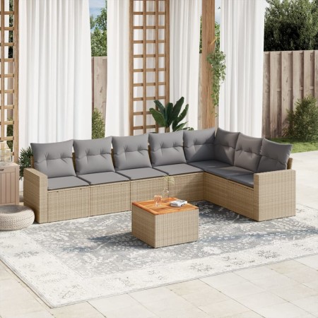 Garden sofa set with beige cushions, 8 pieces, PE rattan. by , Garden sets - Ref: Foro24-3224155, Price: 530,05 €, Discount: %