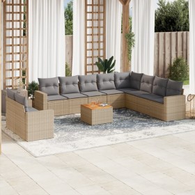 Set de sofás de jardín 11pzas con cojines ratán sintético beige de , Conjuntos de jardín - Ref: Foro24-3224197, Precio: 720,9...