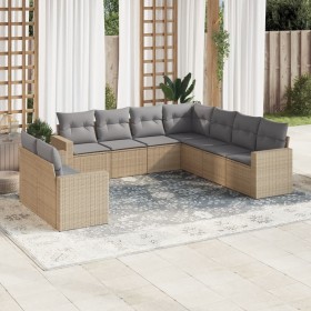 Set de sofás de jardín 9 pzas con cojines ratán sintético beige de , Conjuntos de jardín - Ref: Foro24-3219139, Precio: 642,9...