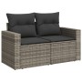 Garden sofa with cushions, 2 seats, synthetic gray rattan by , Outdoor sofas - Ref: Foro24-366122, Price: 177,22 €, Discount: %