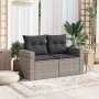 Garden sofa with cushions, 2 seats, synthetic gray rattan by , Outdoor sofas - Ref: Foro24-366122, Price: 177,22 €, Discount: %