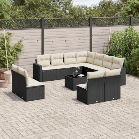 Set Gartensofas 12 Stück Kissen synthetisches Rattan schwarz von , Gartensets - Ref: Foro24-3219126, Preis: 698,56 €, Rabatt: %