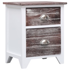 Paulownia wood brown and white bedside table 38x28x45 cm by vidaXL, Nightstands - Ref: Foro24-284048, Price: 42,93 €, Discoun...