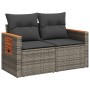 Garden sofa with cushions, 2 seats, synthetic gray rattan by , Outdoor sofas - Ref: Foro24-366129, Price: 187,49 €, Discount: %