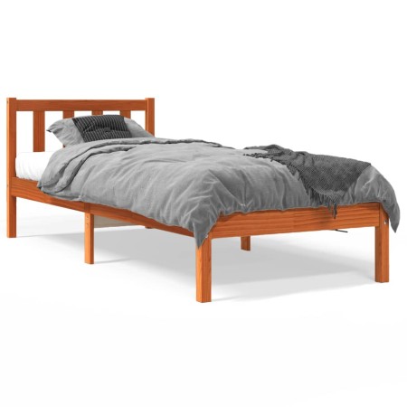 Estructura de cama madera maciza de pino marrón cera 90x200 cm de , Camas y somieres - Ref: Foro24-844806, Precio: 68,85 €, D...