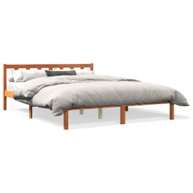 Estructura de cama madera maciza pino marrón cera 150x200 cm de , Camas y somieres - Ref: Foro24-844810, Precio: 95,99 €, Des...